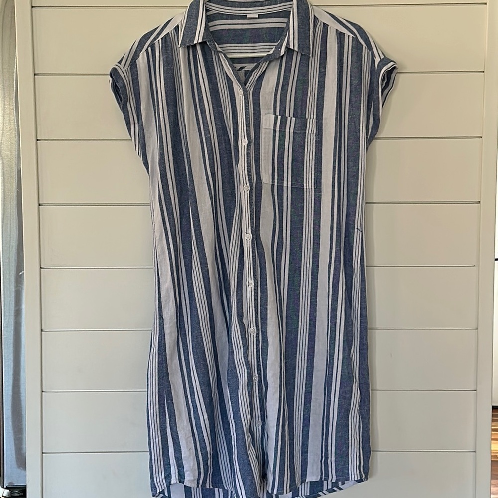 Only navy linen button down dress size small